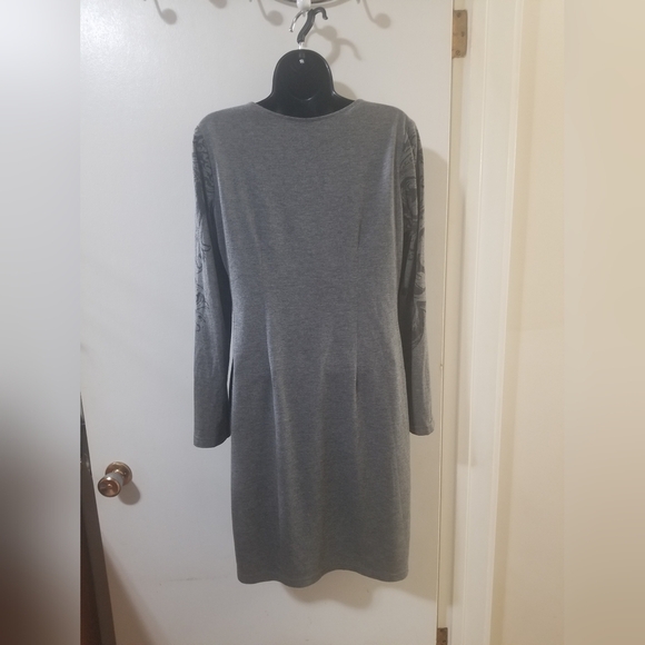 Joseph Ribkoff Gray Knit Dress Black Detail Size 10 - Picture 3 of 8